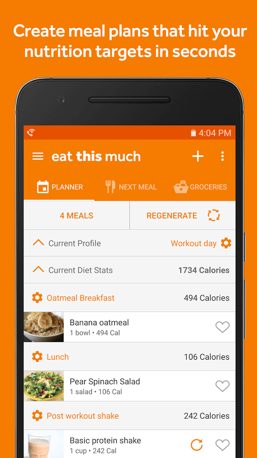 Print do Eat This Much para Android.