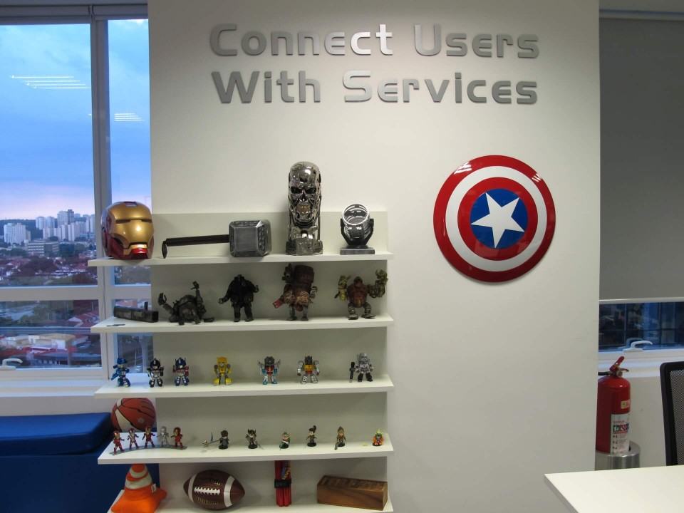 Objetos decorativos no escritório do Baidu.