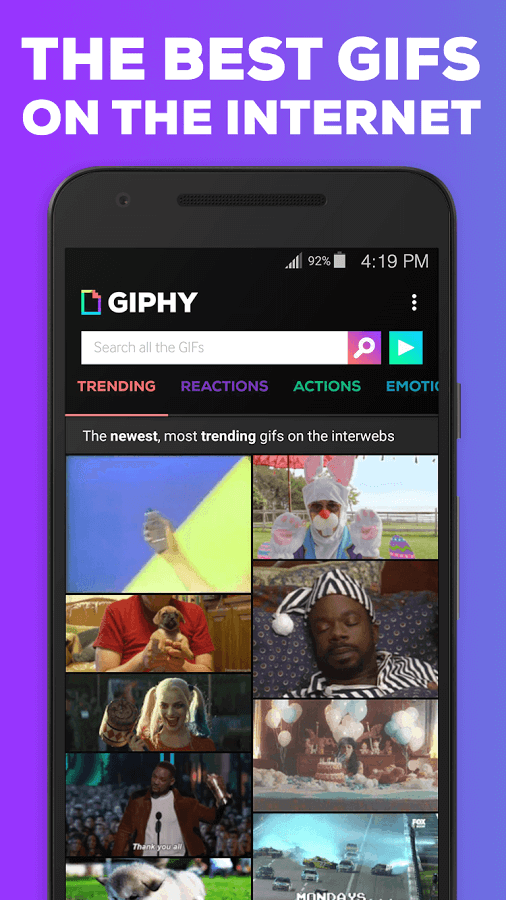 Print do GIPHY para Android.