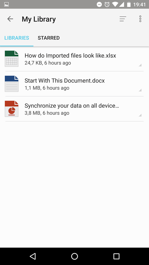 Print do Open365 para Android.