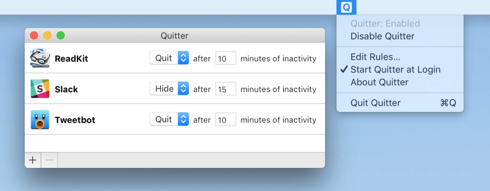 Print do Quitter para Mac.