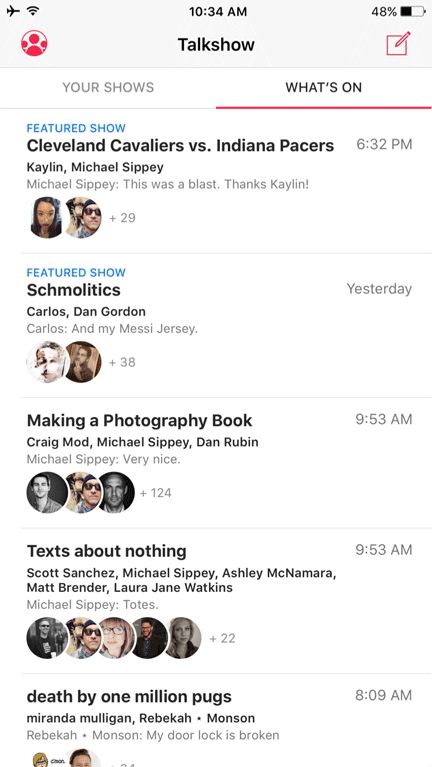 Print do Talkshow para iPhone.