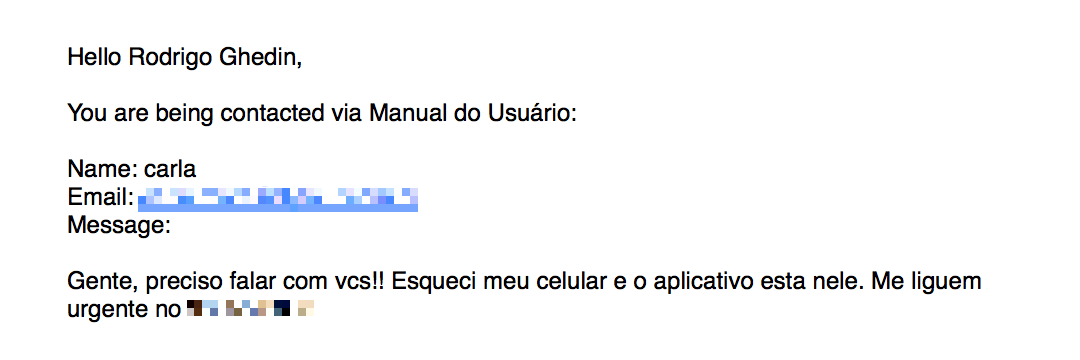 Mensagem de pessoa que esqueceu o celular num carro do Uber.
