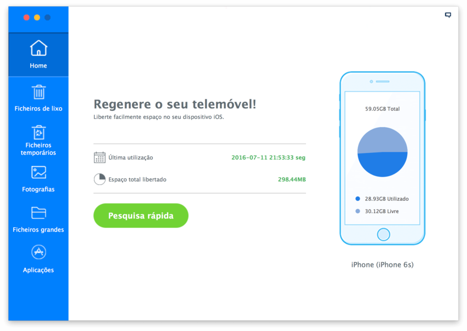 Tela inicial do iMyfone Umate.