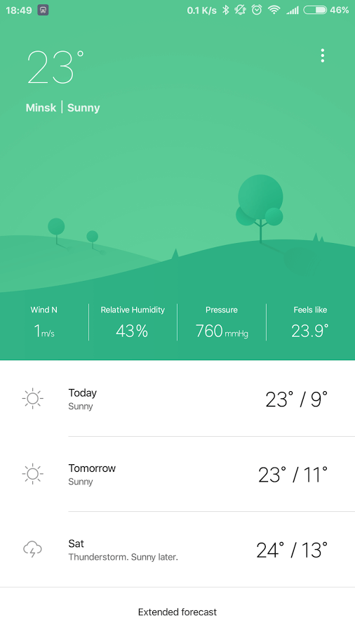 Print do Weather M8 para Android.