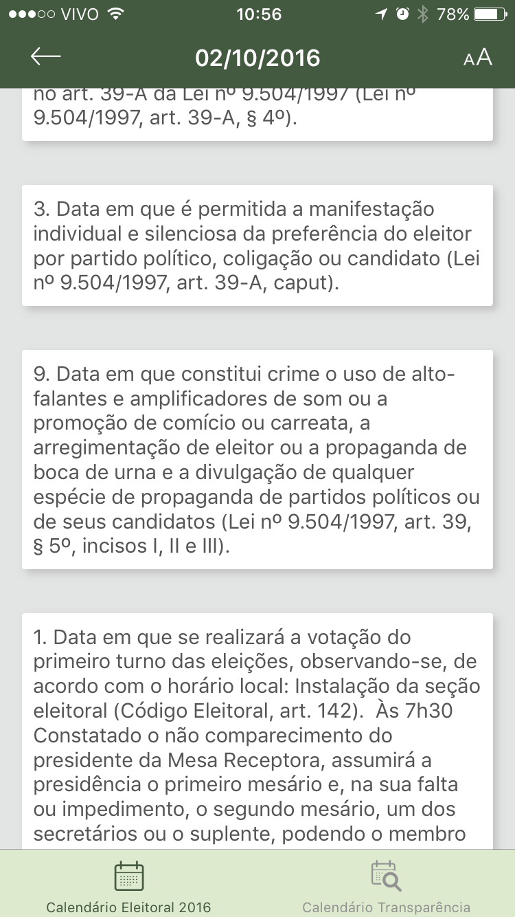 Print do app Agenda JE para iOS.