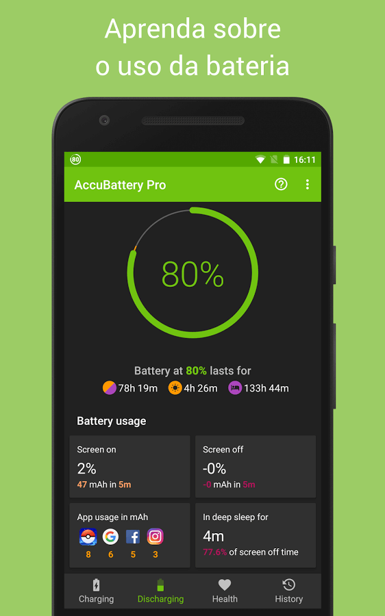 Print do AccuBattery para Android.