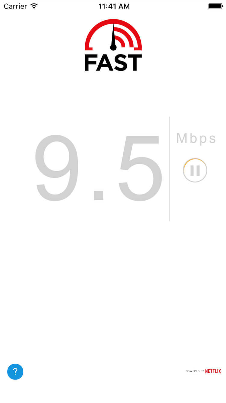 Print do FAST Speed Test para iPhone.