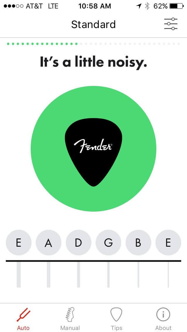 Print do Fender Tune para iPhone.