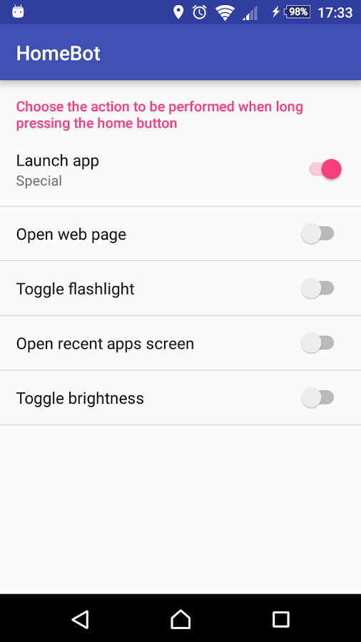 Print do HomeBot para Android.