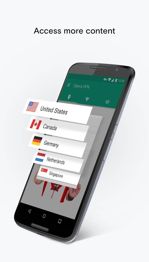 Print do Opera VPN para Android.
