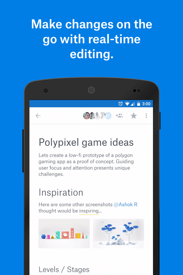 Print do Dropbox Paper para Android.