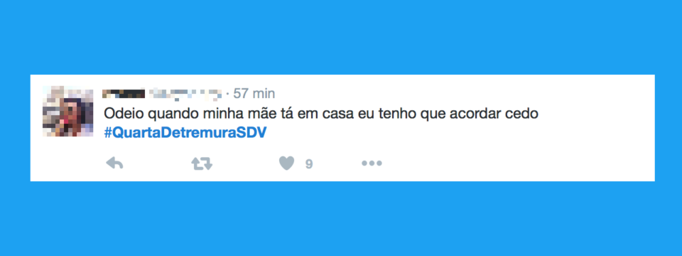 Tuíte com uma das hashtags SDV de Denise Tremura.