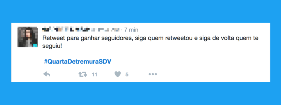 Tuíte com uma das hashtags SDV de Denise Tremura.