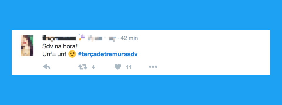 Tuíte com uma das hashtags SDV de Denise Tremura.