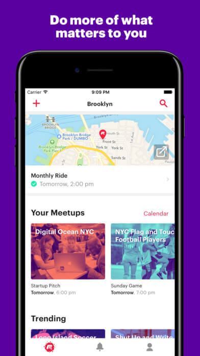 Print do Meetup para iPhone.