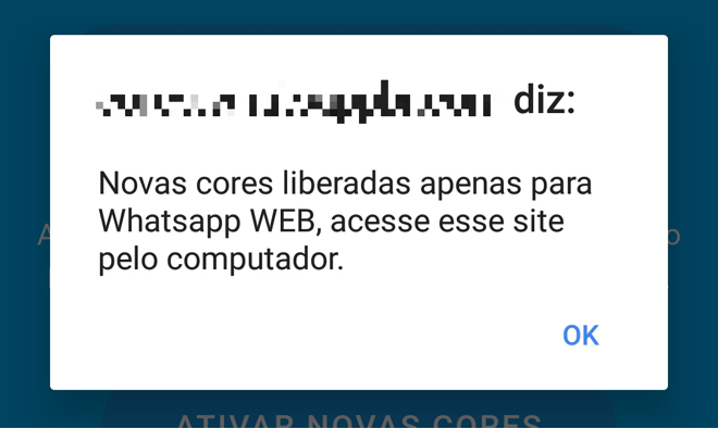 Acesse o WhatsApp Web para ter as novas cores.